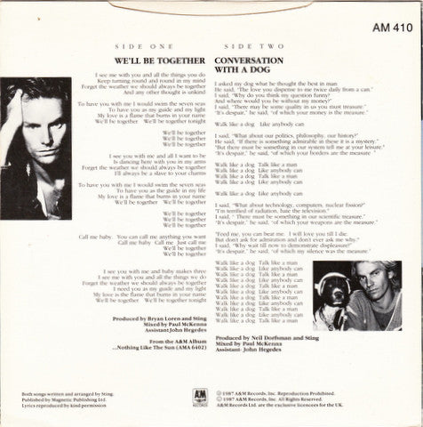 Sting - We'll Be Together Vinyl Singles Vinyl Very Good (VG) <br> Hoes Good Plus (G+)