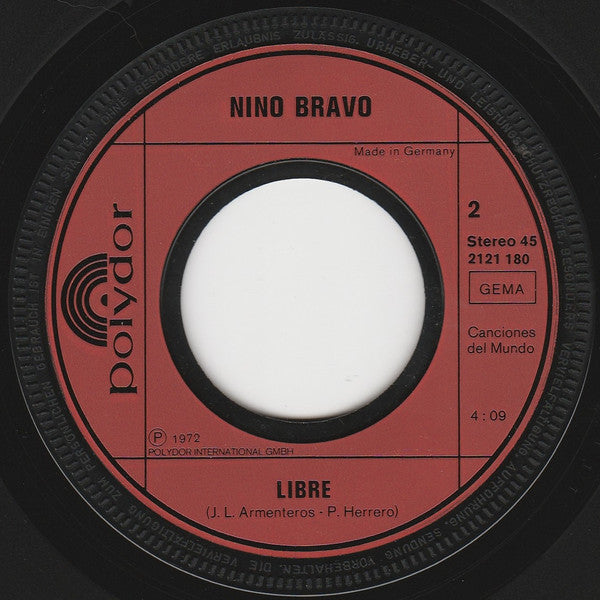 Nino Bravo - América, América Vinyl Singles Vinyl Very Good (VG) <br> Hoes Good Plus (G+)