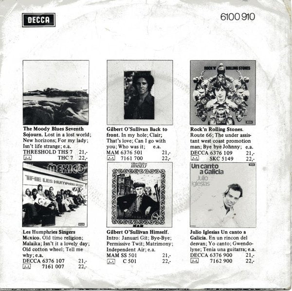 Les Humphries Singers - Kansas City Vinyl Singles Vinyl Very Good (VG) <br> Hoes Good Plus (G+)