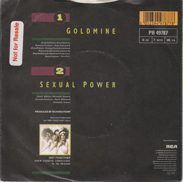 Pointer Sisters - Goldmine Vinyl Singles Vinyl Very Good (VG) <br> Hoes Good Plus (G+)