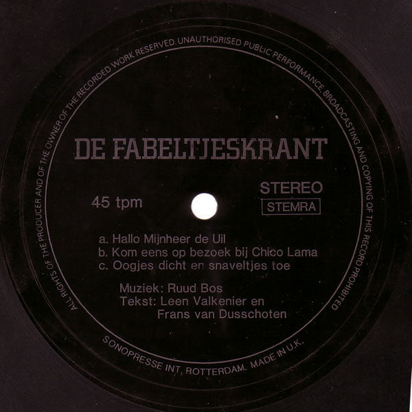 Fabeltjeskrant - De Fabeltjeskrant 35677 Vinyl Singles Vinyl Very Good (VG) <br> Hoes Generic