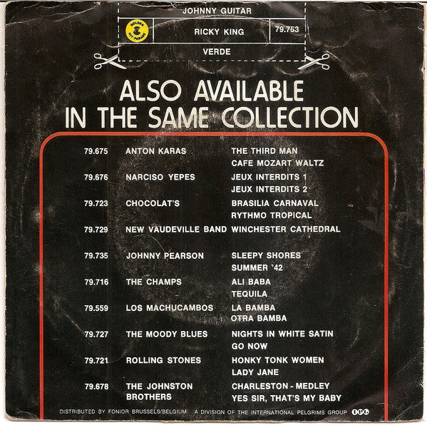 Ricky King - Johnny Guitar Vinyl Singles Vinyl Very Good (VG) <br> Hoes Good Plus (G+)