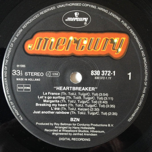 BZN - Heartbreaker (LP) Vinyl LP Vinyl Zeer Goed / Hoesje Goed "VINYLSINGLES.NL"