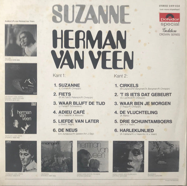 Herman van Veen - Suzanne (LP) Vinyl LP Vinyl Very Good (VG) <br> Hoes Good Plus (G+)