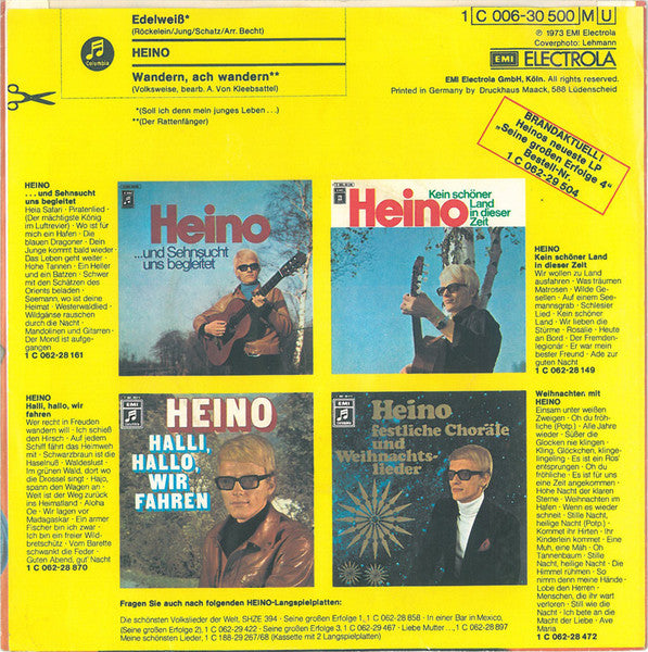 Heino - Edelweiß (Soll Ich Denn Mein Junges Leben...) 40926 Vinyl Singles Vinyl Very Good (VG) <br> Hoes Good Plus (G+)