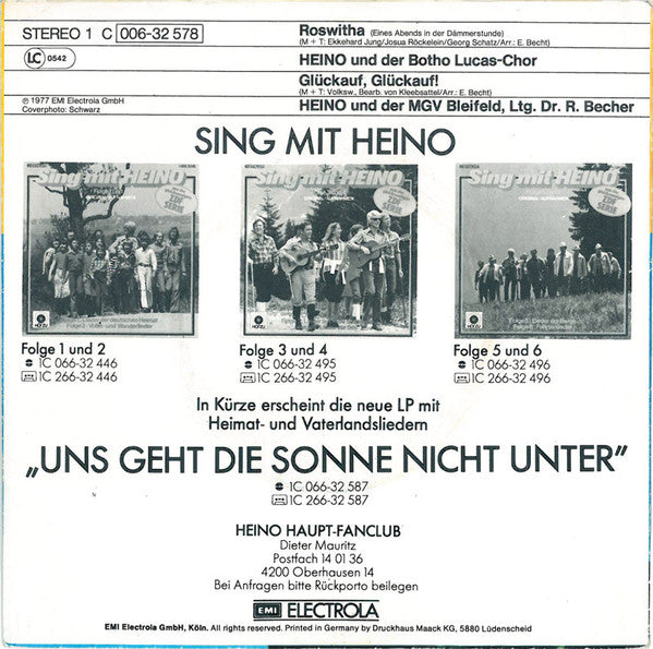 Heino - Roswitha (Eines Abends In Der Dämmerstunde) Vinyl Singles Vinyl Very Good (VG) <br> Hoes Good Plus (G+)