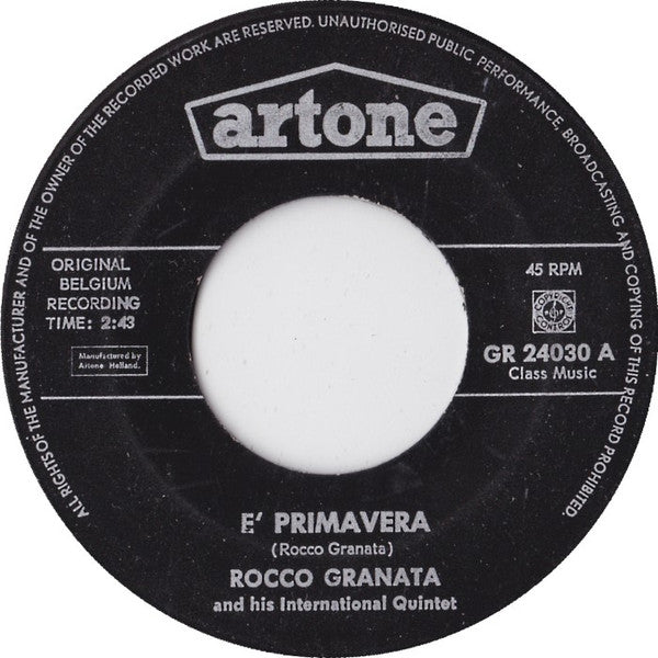 Rocco Granata - E' Primavera Vinyl Singles Vinyl Very Good (VG) <br> Hoes Generic