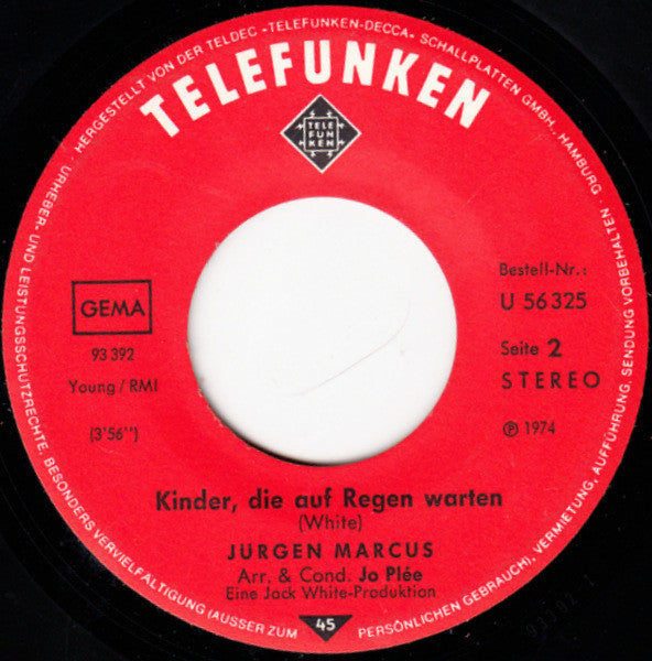 Jürgen Marcus - Irgendwann Kommt Jeder Mal Nach San Francisco Vinyl Singles Vinyl Very Good (VG) <br> Hoes Good Plus (G+)