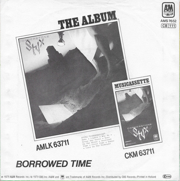 Styx - Boat On The River Vinyl Singles Vinyl Very Good (VG) <br> Hoes Good Plus (G+)