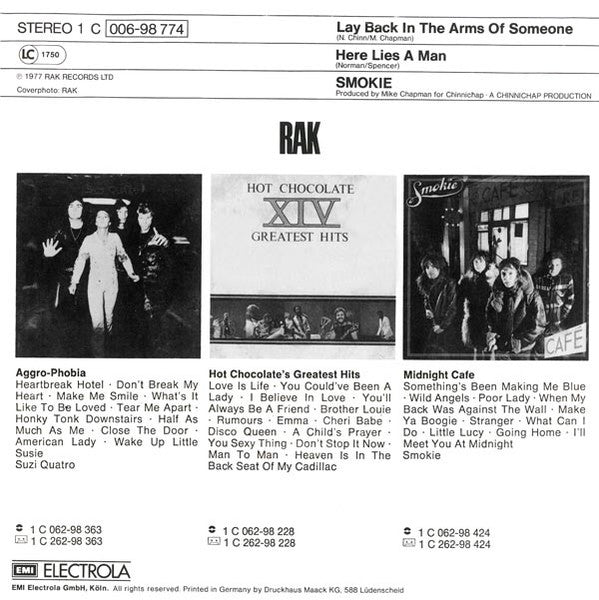 Smokie - Lay Back In The Arms Of Someone 42858 Vinyl Singles Vinyl Very Good (VG) <br> Hoes Good Plus (G+)