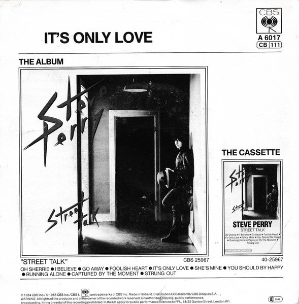 Steve Perry - Foolish Heart Vinyl Singles Vinyl Very Good (VG) <br> Hoes Good Plus (G+)