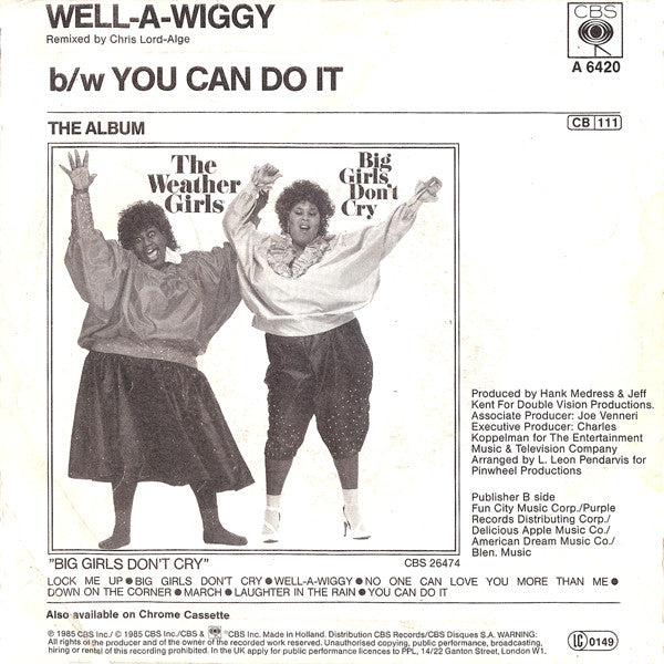 Weather Girls - Well-A-Wiggy Vinyl Singles Vinyl Very Good (VG) <br> Hoes Good Plus (G+)