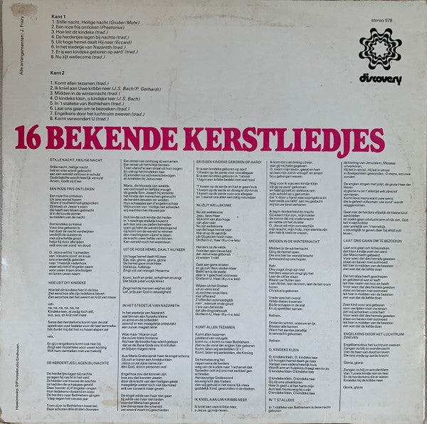 Kinderkoor De Chicklets - 16 Bekende Kerstliedjes (LP) Vinyl LP Vinyl Very Good (VG) <br> Hoes Good Plus (G+)
