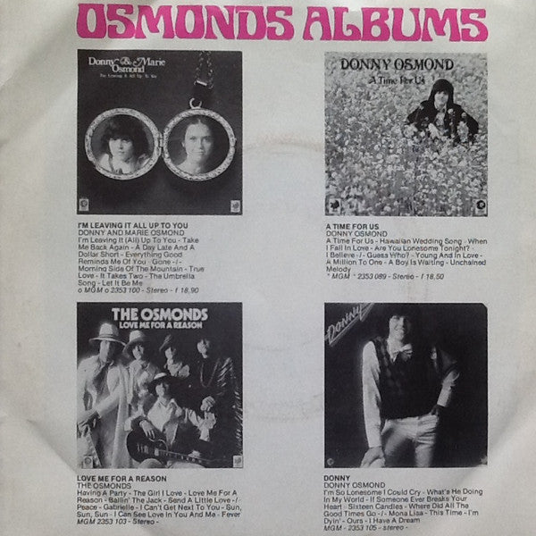 Donny Osmond - Where Did All The Good Times Go Vinyl Singles Vinyl Very Good (VG) <br> Hoes Good Plus (G+)