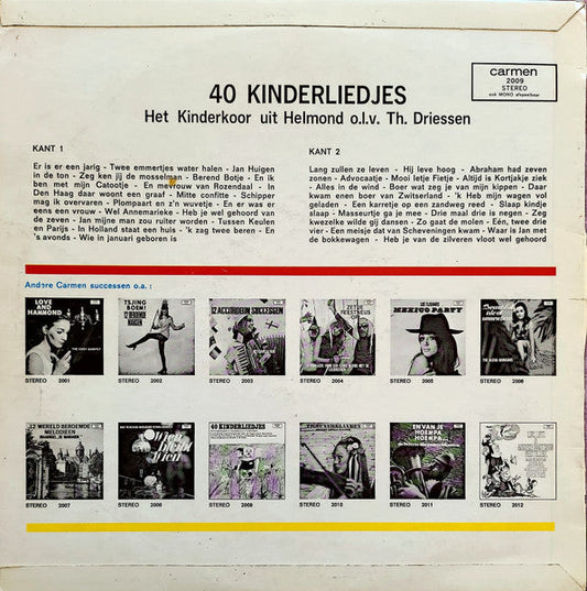 Kinderkoor Uit Helmond - 40 Kinderliedjes (LP) Vinyl LP Vinyl Zeer Goed / Hoesje Goed "VINYLSINGLES.NL"