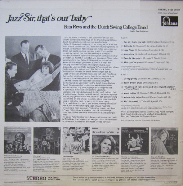 Rita Reys & The Dutch Swing College Band - Jazz Sir, That's Our Baby (LP) Vinyl LP Vinyl Very Good (VG) <br> Hoes Good Plus (G+)