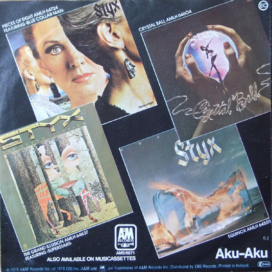 Styx - Blue Collar Man (Long Nights) Vinyl Singles Vinyl Zeer Goed / Hoesje Goed "VINYLSINGLES.NL"