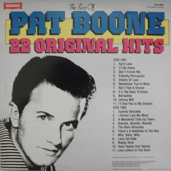 Pat Boone - The Best Of Pat Boone - ** Original Hits (LP) Vinyl LP Vinyl Very Good (VG) <br> Hoes Good Plus (G+)