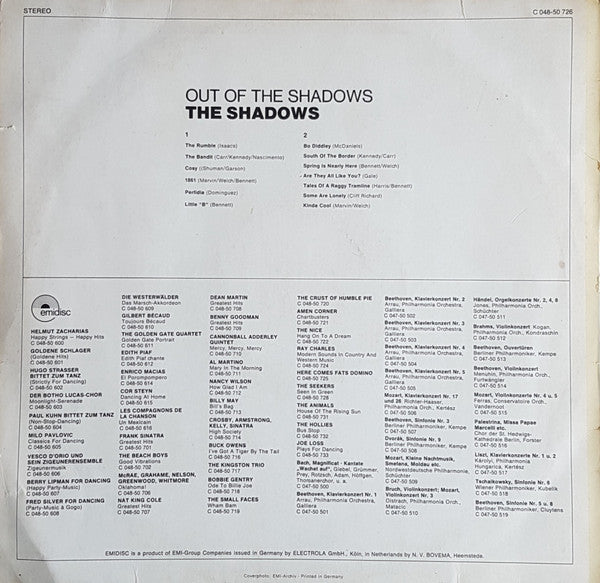 Shadows - Out Of The Shadows (LP) Vinyl LP Vinyl Very Good (VG) <br> Hoes Good Plus (G+)