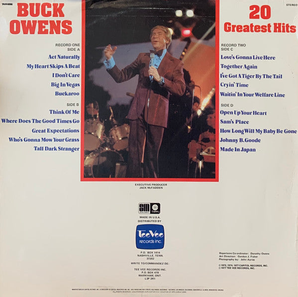 Buck Owens - ** Greatest Hits (LP) Vinyl LP Dubbel Vinyl Very Good (VG) <br> Hoes Good Plus (G+)