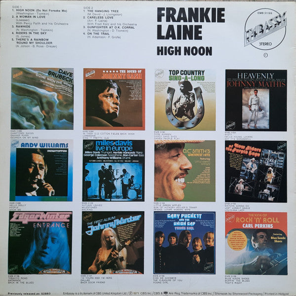 Frankie Laine - High Noon (LP) Vinyl LP Vinyl Very Good (VG) <br> Hoes Good Plus (G+)