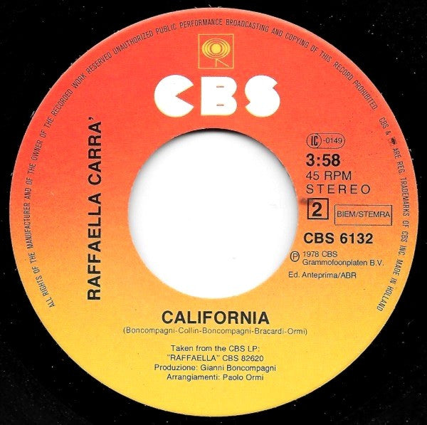 Raffaella Carrà - Tanti Auguri Vinyl Singles Vinyl Very Good (VG) <br> Hoes Good Plus (G+)