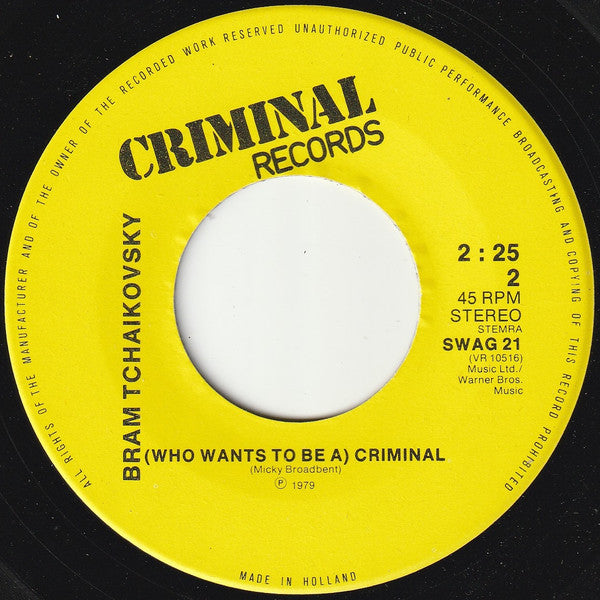 Bram Tchaikovsky - Sarah Smiles Vinyl Singles Vinyl Very Good (VG) <br> Hoes Generic