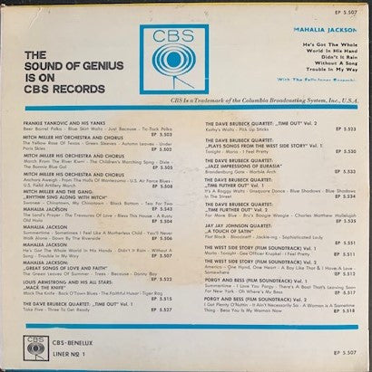 Mahalia Jackson - He's Got The Whole World In His Hands Vinyl Singles EP Vinyl Zeer Goed / Hoesje Goed "VINYLSINGLES.NL"