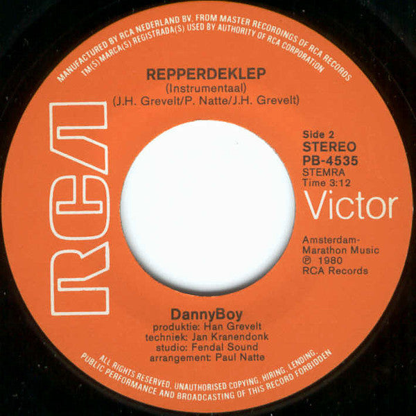 Danny Boy - Repper De Klep Vinyl Singles Vinyl Very Good (VG) <br> Hoes Good Plus (G+)