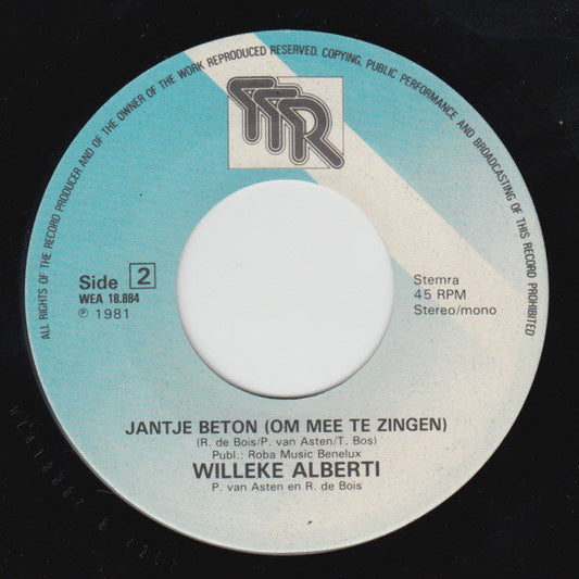 Willeke Alberti - Jantje Beton Vinyl Singles Vinyl Zeer Goed / Hoesje Generic "VINYLSINGLES.NL"