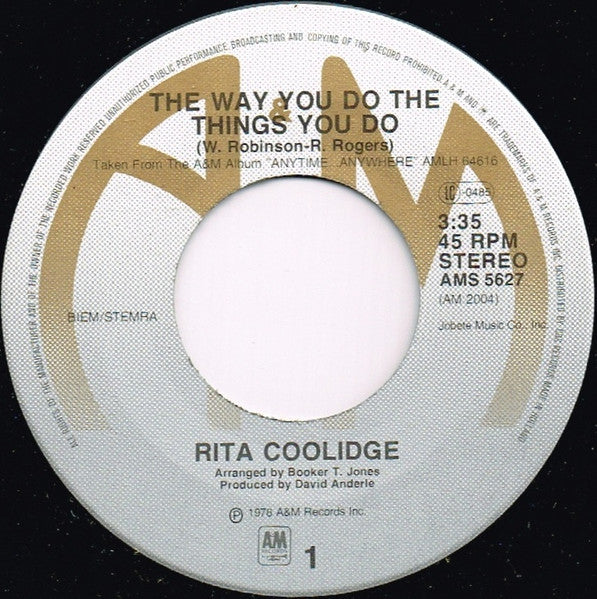 Rita Coolidge - The Way You Do The Things You Do Vinyl Singles