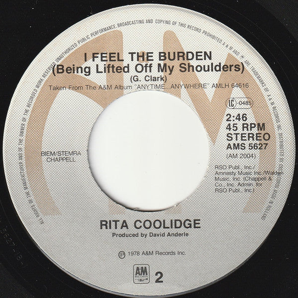 Rita Coolidge - The Way You Do The Things You Do Vinyl Singles Vinyl Very Good (VG) <br> Hoes Good Plus (G+)