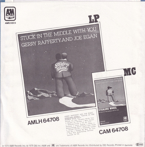 Stealers Wheel Featuring Gerry Rafferty & Joe Egan - Stuck In The Middle With You Vinyl Singles Vinyl Very Good (VG) <br> Hoes Good Plus (G+)