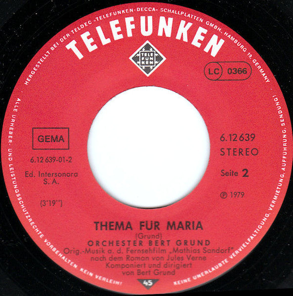 Bert Grund Und Sein Orchester - Mathias Sandorf-Thema (Original-Musik Aus Dem Fernsehfilm "Mathias Sandorf" Nach Dem Roman Von Jules Vernes)