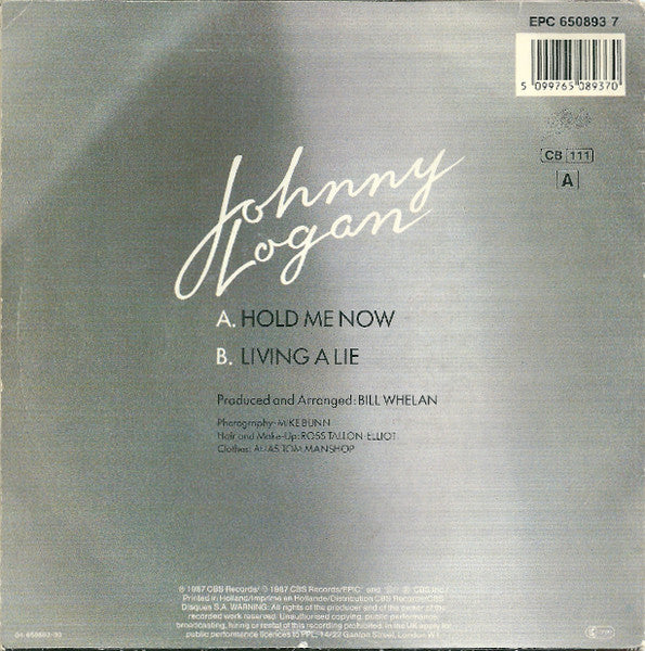 Johnny Logan - Hold Me Now 43145 Vinyl Singles Vinyl Very Good (VG) <br> Hoes Good Plus (G+)