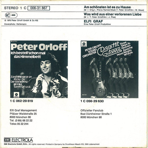 Elfi Graf - Am Schönsten Ist Es Zu Hause Vinyl Singles Vinyl Very Good (VG) <br> Hoes Good Plus (G+)