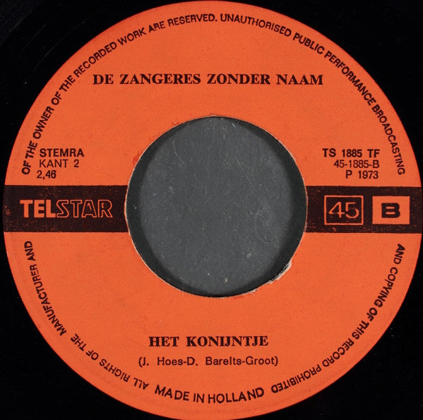 Zangeres Zonder Naam - De Bruid Vinyl Singles Vinyl Very Good (VG) <br> Hoes Generic