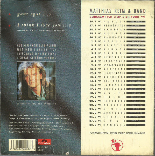 Matthias Reim - Ganz Egal Vinyl Singles Vinyl Very Good (VG) <br> Hoes Good Plus (G+)