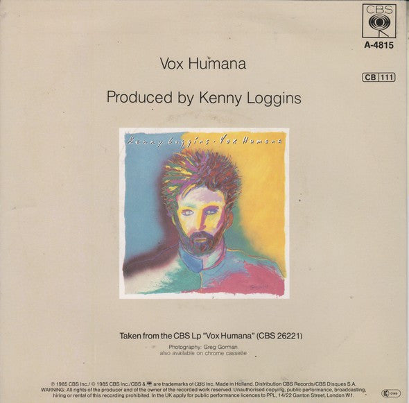 Kenny Loggins - Vox Humana Vinyl Singles Vinyl Very Good (VG) <br> Hoes Good Plus (G+)