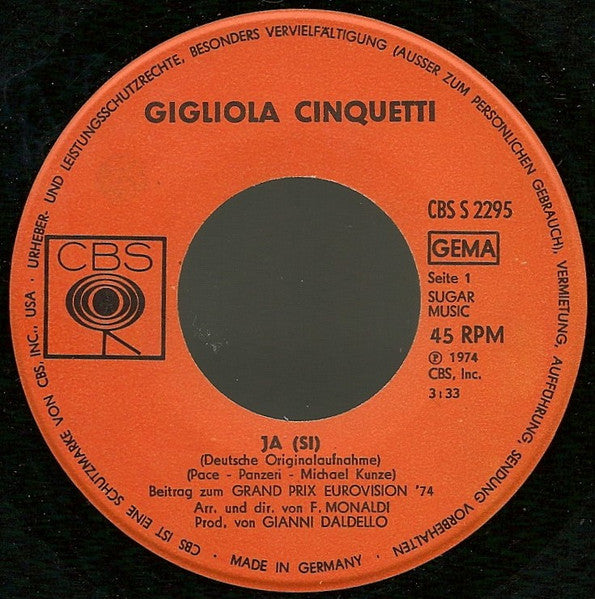 Gigliola Cinquetti - Ja Vinyl Singles