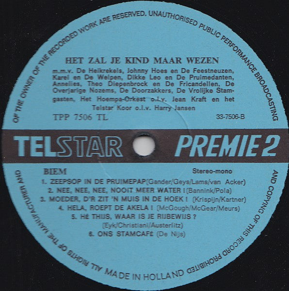 Various - Johnny Hoes Presenteert: Het Zal Je Kind Maar Wezen! (LP) Vinyl LP Vinyl Very Good (VG) <br> Hoes Good Plus (G+)