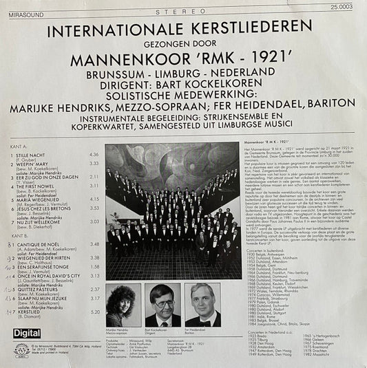 Mannenkoor RMK 1921 Dirigent: Bart Kockelkoren - Internationale Kerstliederen (LP) 51608
