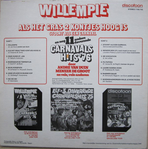 Various - Willempie, Als Het Gras * Kontjes Hoog Is, Stoont Als Een Garnaal '** (LP) Vinyl LP Vinyl Very Good (VG) <br> Hoes Good Plus (G+)
