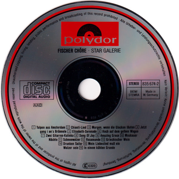 Fischer Chöre - Die Grossen Erfolge (CD) Compact Disc Vinyl Very Good (VG) <br> Hoes Good Plus (G+)