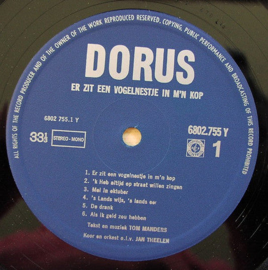 Dorus - Er Zit Een Vogelnestje In M'n Kop (LP) Vinyl LP Vinyl Zeer Goed / Hoesje Goed "VINYLSINGLES.NL"