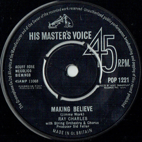 Ray Charles And His Orchestra / Ray Charles - Busted / Making Believe Vinyl Singles Vinyl Very Good (VG) <br> Hoes Generic