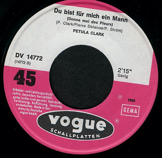 Petula Clark - Vom Wind Verweht Vinyl Singles Vinyl Very Good (VG) <br> Hoes Generic