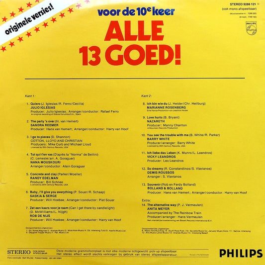 Various - Alle 13 Goed! Deel 10 (LP) Vinyl LP Vinyl Zeer Goed / Hoesje Goed "VINYLSINGLES.NL"