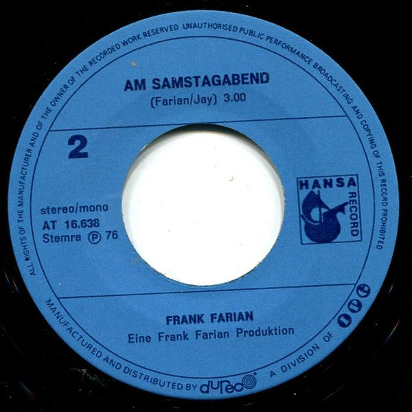 Frank Farian - Rocky Vinyl Singles Vinyl Very Good (VG) <br> Hoes Generic