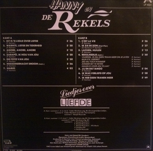 Hanny En De Rekels - Liedjes Over Liefde (LP) Vinyl LP Vinyl Very Good (VG) <br> Hoes Good Plus (G+)